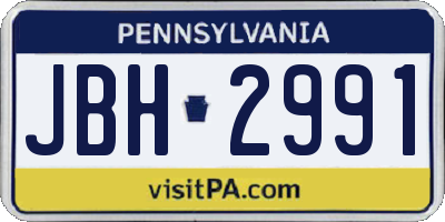 PA license plate JBH2991