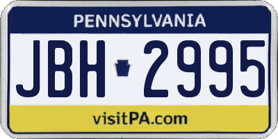 PA license plate JBH2995