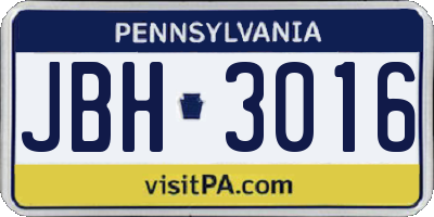 PA license plate JBH3016