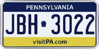 PA license plate JBH3022