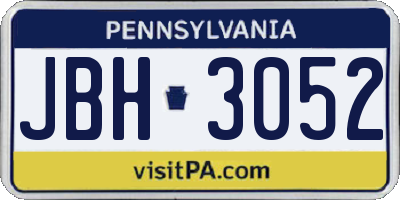 PA license plate JBH3052