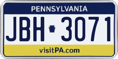 PA license plate JBH3071
