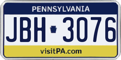 PA license plate JBH3076