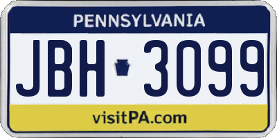 PA license plate JBH3099