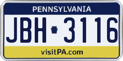 PA license plate JBH3116