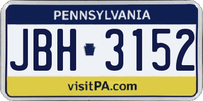 PA license plate JBH3152
