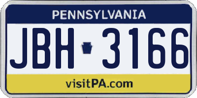 PA license plate JBH3166