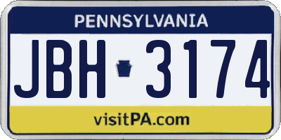 PA license plate JBH3174