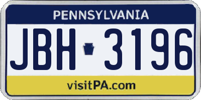 PA license plate JBH3196