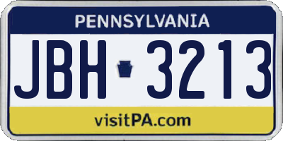 PA license plate JBH3213