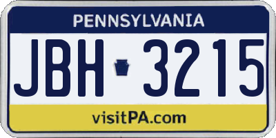 PA license plate JBH3215