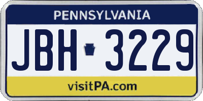 PA license plate JBH3229