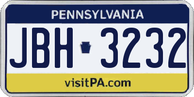 PA license plate JBH3232