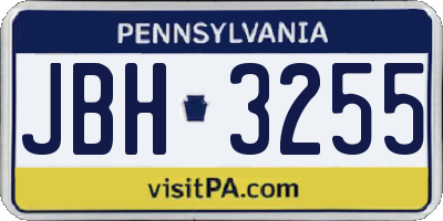 PA license plate JBH3255