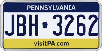 PA license plate JBH3262