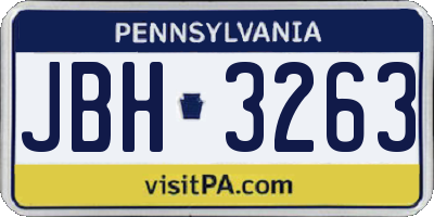 PA license plate JBH3263