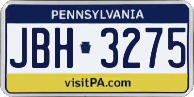 PA license plate JBH3275