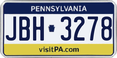 PA license plate JBH3278