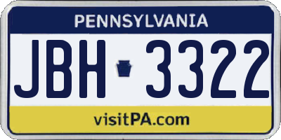 PA license plate JBH3322
