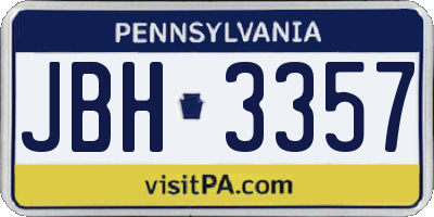 PA license plate JBH3357