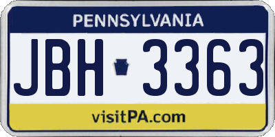 PA license plate JBH3363