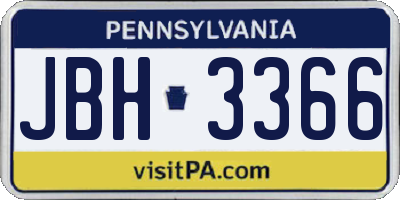 PA license plate JBH3366