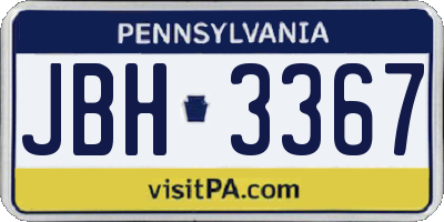 PA license plate JBH3367
