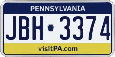 PA license plate JBH3374