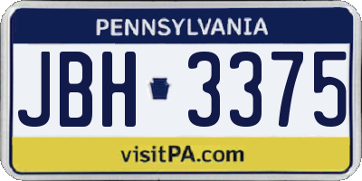 PA license plate JBH3375
