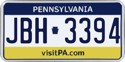 PA license plate JBH3394
