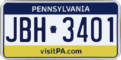 PA license plate JBH3401