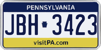 PA license plate JBH3423