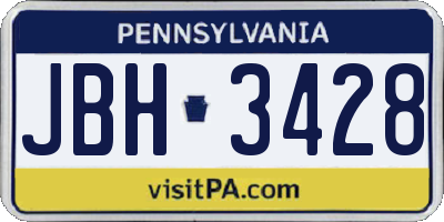 PA license plate JBH3428