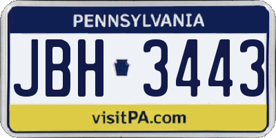 PA license plate JBH3443