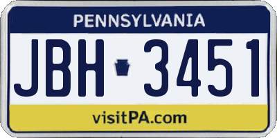 PA license plate JBH3451