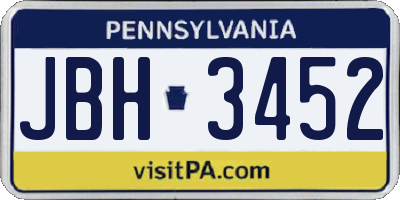 PA license plate JBH3452