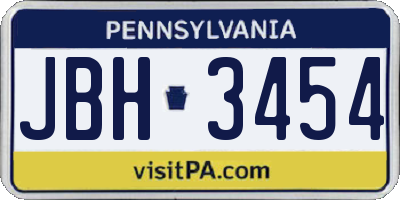 PA license plate JBH3454