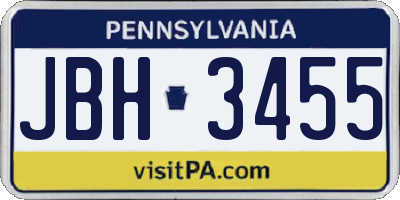 PA license plate JBH3455