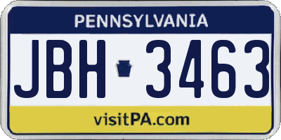 PA license plate JBH3463