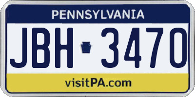 PA license plate JBH3470