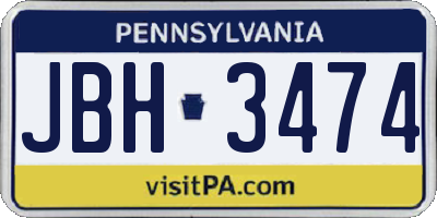 PA license plate JBH3474