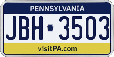 PA license plate JBH3503