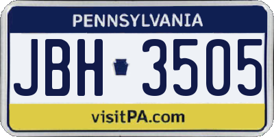 PA license plate JBH3505