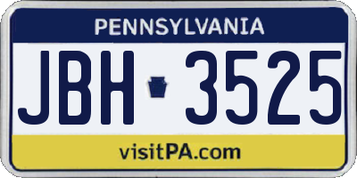 PA license plate JBH3525