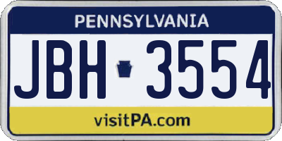PA license plate JBH3554