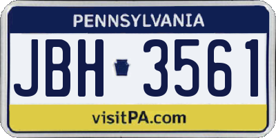 PA license plate JBH3561