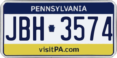 PA license plate JBH3574