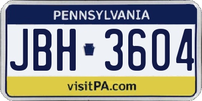 PA license plate JBH3604