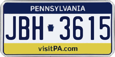 PA license plate JBH3615