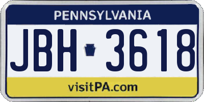 PA license plate JBH3618